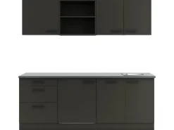 OPTIFIT Madrid420 Küchenzeile 210 cm Anthrazit