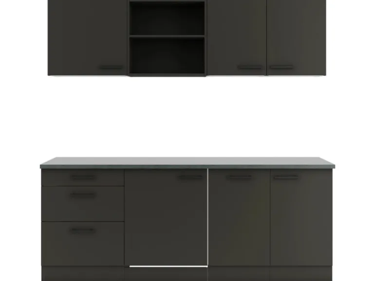 OPTIFIT Madrid420 Küchenzeile 210 cm ohne E-Geräte Anthrazit