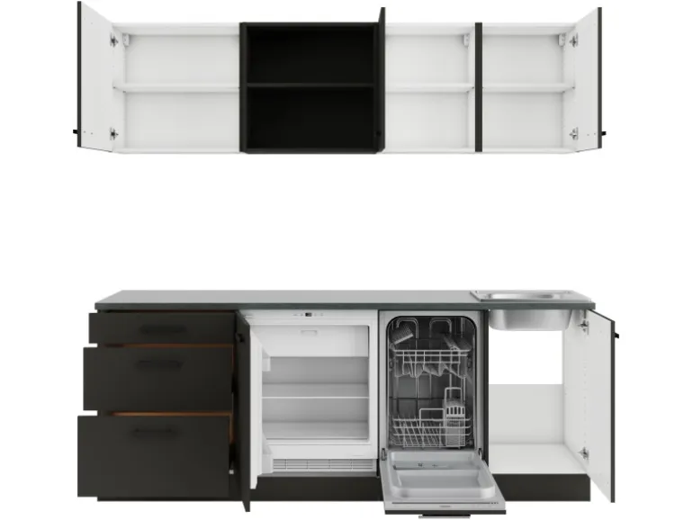 OPTIFIT Madrid420 Küchenzeile 210 cm ohne E-Geräte Anthrazit