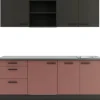 OPTIFIT Madrid420/Nizza407 Küchenzeile 210 cm Anthrazit / Rostrot