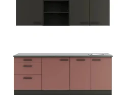 OPTIFIT Madrid420/Nizza407 Küchenzeile 210 cm Anthrazit / Rostrot