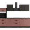 OPTIFIT Madrid420/Nizza407 Küchenzeile 270 cm Anthrazit / Rostrot