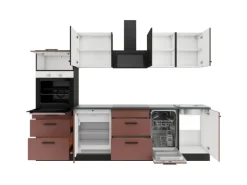 OPTIFIT Madrid420/Nizza407 Küchenzeile 270 cm Anthrazit / Rostrot