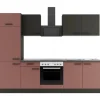 OPTIFIT Madrid420/Nizza407 Küchenzeile 270 cm Anthrazit / Rostrot
