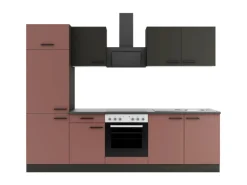 OPTIFIT Madrid420/Nizza407 Küchenzeile 270 cm Anthrazit / Rostrot