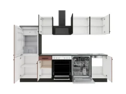 OPTIFIT Madrid420/Nizza407 Küchenzeile 270 cm Anthrazit / Rostrot