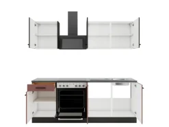 OPTIFIT Madrid420/Nizza407 Küchenzeile 210 cm Anthrazit / Rostrot