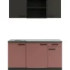 OPTIFIT Madrid420/Nizza407 Miniküche 150 cm Anthrazit / Rostrot