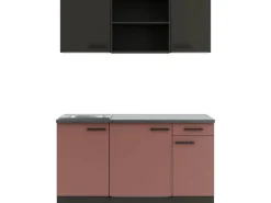 OPTIFIT Madrid420/Nizza407 Miniküche 150 cm Anthrazit / Rostrot