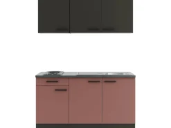 OPTIFIT Madrid420/Nizza407 Miniküche 150 cm Anthrazit / Rostrot