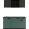 Optifit Miniküche KPMV 1579R-9+ Madrid420/Verona405 Anthrazit/ Steingrün 150 cm