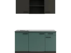 Optifit Miniküche KPMV 1579R-9+ Madrid420/Verona405 Anthrazit/ Steingrün 150 cm