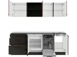 OPTIFIT Nizza407/Madrid420 Küchenzeile 210 cm Rostrot / Anthrazit