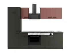 OPTIFIT Nizza407/Madrid420 Küchenzeile 270 cm Rostrot / Anthrazit