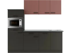 OPTIFIT Nizza407/Madrid420 Küchenzeile 210 cm Rostrot / Anthrazit