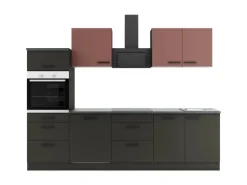OPTIFIT Nizza407/Madrid420 Küchenzeile 270 cm Rostrot / Anthrazit