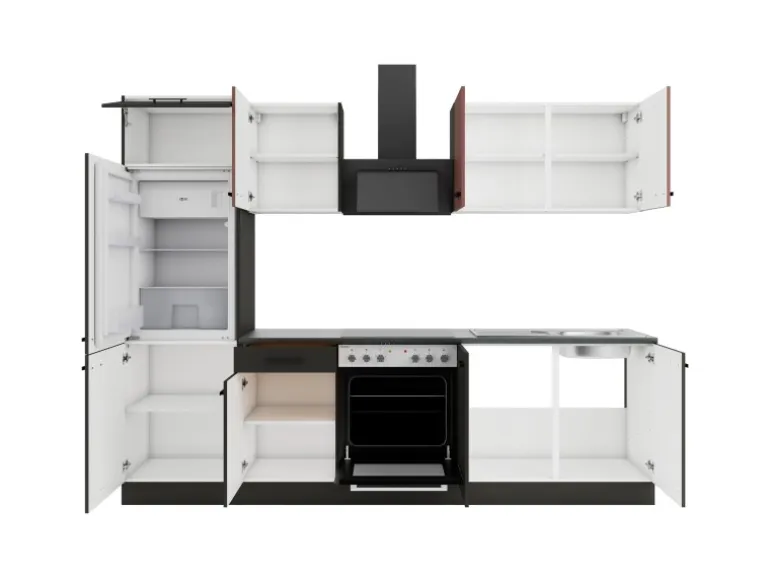 OPTIFIT Nizza407/Madrid420 Küchenzeile 270 cm Rostrot / Anthrazit