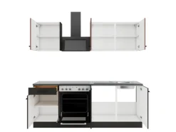 OPTIFIT Nizza407/Madrid420 Küchenzeile 210 cm Rostrot / Anthrazit