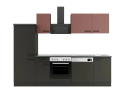 OPTIFIT Nizza407/Madrid420 Küchenzeile 270 cm Rostrot / Anthrazit