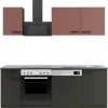 OPTIFIT Nizza407/Madrid420 Küchenzeile 210 cm Rostrot / Anthrazit