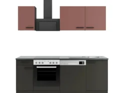 OPTIFIT Nizza407/Madrid420 Küchenzeile 210 cm Rostrot / Anthrazit