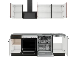 OPTIFIT Nizza407/Madrid420 Küchenzeile 210 cm Rostrot / Anthrazit