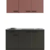 OPTIFIT Nizza407/Madrid420 Miniküche 150 cm Rostrot / Anthrazit