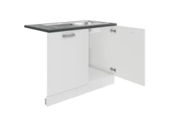 OPTIFIT Oslo214 Küchen-Spülenschrank-Set Feinstruktur Weiß