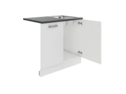 OPTIFIT Oslo214 Küchen-Spülenschrank-Set Feinstruktur Weiß