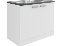 OPTIFIT Oslo214 Küchen-Spülenunterschrank 100 cm Feinstruktur Weiß