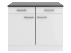 OPTIFIT Oslo214 Küchen-Unterschrank 100 cm Feinstruktur Weiß