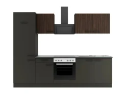 OPTIFIT Rimini409/Madrid420 Küchenzeile 270 cm Rillendekor Nussbaum/ Anthrazit