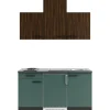 OPTIFIT Rimini409/Verona405 Miniküche 150 cm Rillendekor Nussbaum / Steingrün