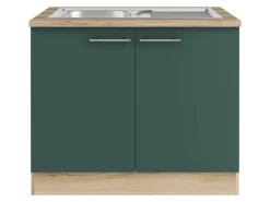 OPTIFIT Savona405 Küchen-Spülenunterschrank 100 cm Steingrün