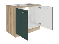 OPTIFIT Savona405 Küchen-Spülenunterschrank 100 cm Steingrün