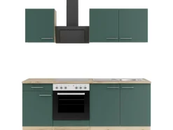 OPTIFIT Savona405 Küchenzeile 210 cm Steingrün