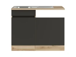 Optifit Spülenunterschrank m. Einbauspüle 110cm Noah420 Anthra. WildEiche NB