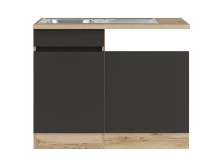 Optifit Spülenunterschrank m. Einbauspüle 110cm Noah420 Anthra. WildEiche NB