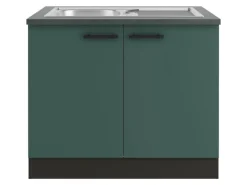 OPTIFIT Verona405 Küchen-Spülenunterschrank 100 cm Steingrün