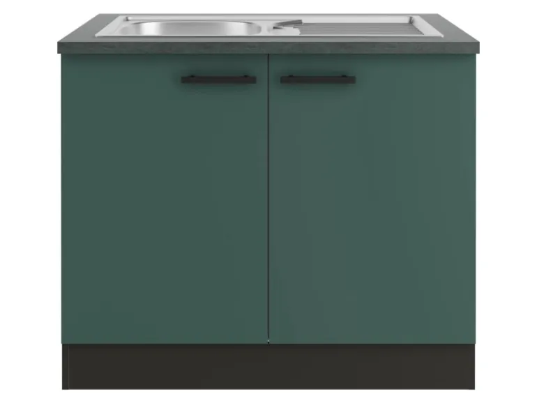 OPTIFIT Verona405 Küchen-Spülenunterschrank 100 cm Steingrün