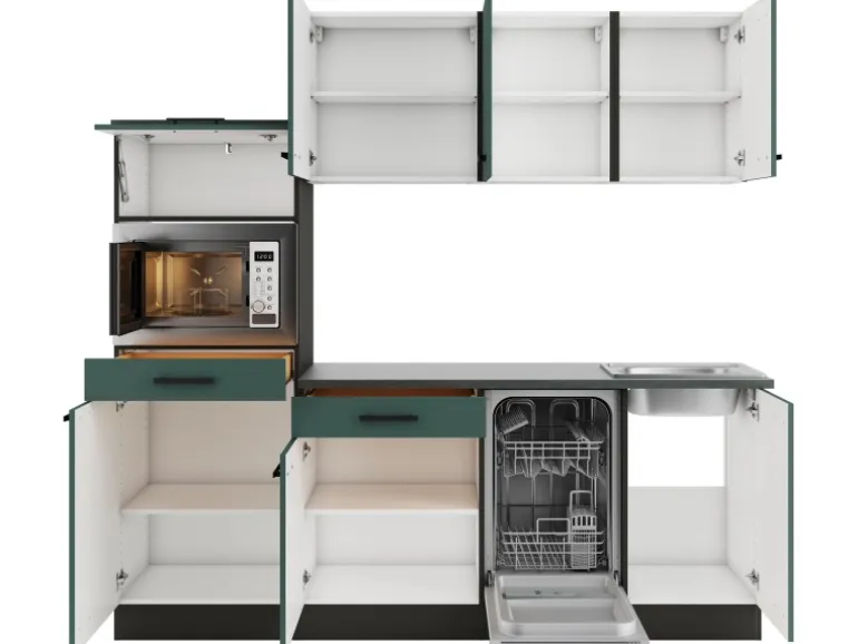 OPTIFIT Verona405 Küchenzeile 210 cm Steingrün