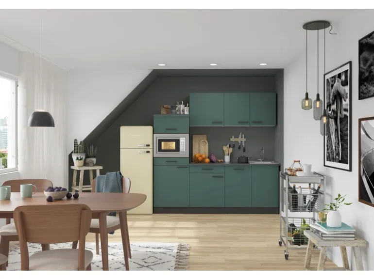 OPTIFIT Verona405 Küchenzeile 210 cm Steingrün