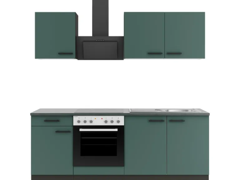 OPTIFIT Verona405 Küchenzeile 210 cm ohne E-Geräte Steingrün