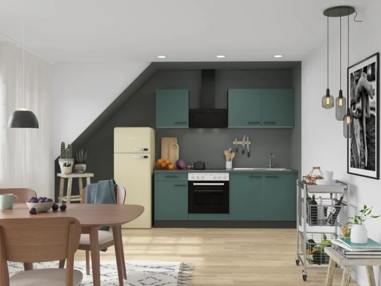 OPTIFIT Verona405 Küchenzeile 210 cm ohne E-Geräte Steingrün