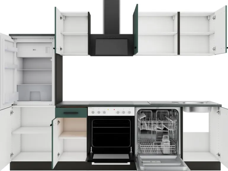 OPTIFIT Verona405 Küchenzeile 270 cm Steingrün