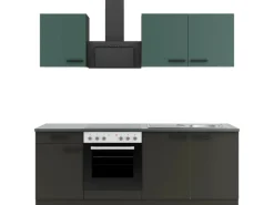 OPTIFIT Verona405/Madrid420 Küchenzeile 210 cm Steingrün / Anthrazit