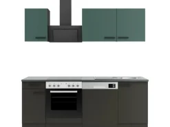 OPTIFIT Verona405/Madrid420 Küchenzeile 210 cm Steingrün / Anthrazit