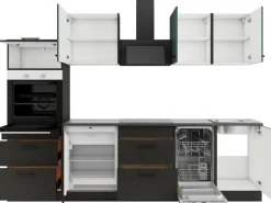OPTIFIT Verona405/Madrid420 Küchenzeile 270 cm Steingrün / Anthrazit