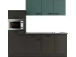 OPTIFIT Verona405/Madrid420 Küchenzeile 210 cm Steingrün / Anthrazit