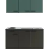 OPTIFIT Verona405/Madrid420 Miniküche 150 cm Steingrün / Anthrazit
